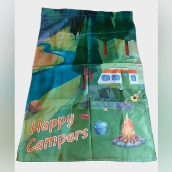 Large Durable RV‎ Outdoor "Happy Camper" Garden Flag - Picture 1 of 5